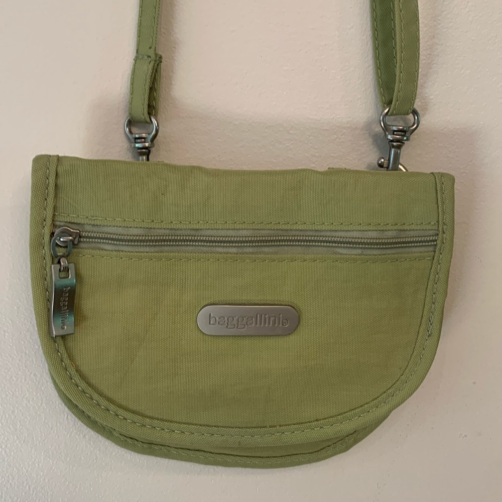 Baggallini sage green wallet/purse, crossbody/belt bag for hiking or traveling